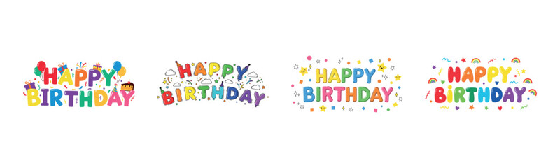 Fototapeta premium Colorful happy birthday designs with balloons and confetti