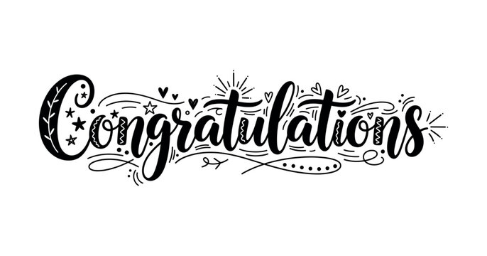 Elegant congratulations hand-lettering with decorative elements