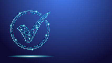 Digital Check Mark Low Poly Approval Verified Technology Concept © UIA Design 
