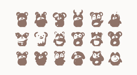 Obraz premium Collection of adorable cartoon animal icons for a playful and charming design aesthetic