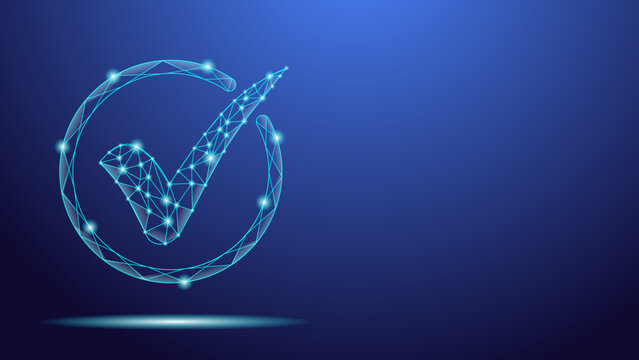 Digital Check Mark Low Poly Approval Verified Technology Concept