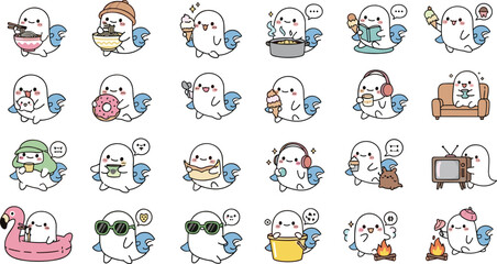 Cute Baby Bird Cartoon Character Set Fun Daily Activities Collection © Md