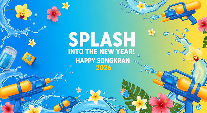Splash into the New Year Happy Songkran Festival Background