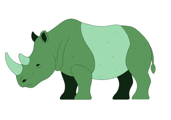 A rhino gently waters a vibrant urban garden. A person carefully tends the plants, showcasing a sustainable and charming scene. Modern illustration style. © Vector Holiday