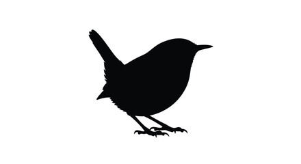 Silhouette of a small bird perched on a branch facing right © MdAlamin