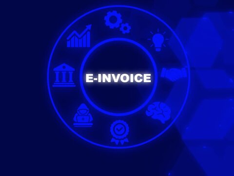 electronic invoice concept. E-invoice concept, XML icon, government, taxes. QR code and invoice. electronic invoice. flow with ERP. XML icon, government, taxes. showing invoice on virtual screen.
