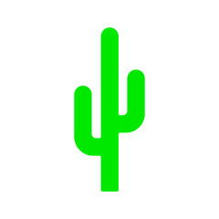 Obraz premium Simple green cactus icon on white background.
