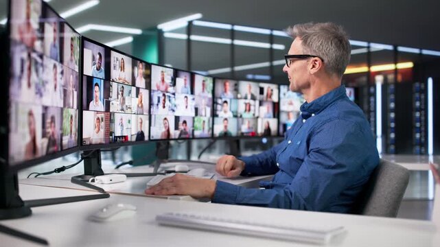 Man Leads Virtual Office Conference Call