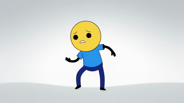 Animated character with anxious expression in blue and yellow color palette cartoon style illustration for concept designs