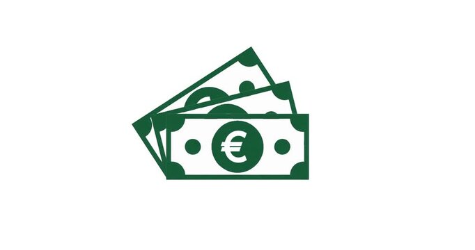 euron money note vector 2D animation isolated on white background, money and finance concept	