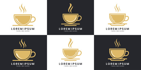 Coffee cup logo with steam for cafe branding