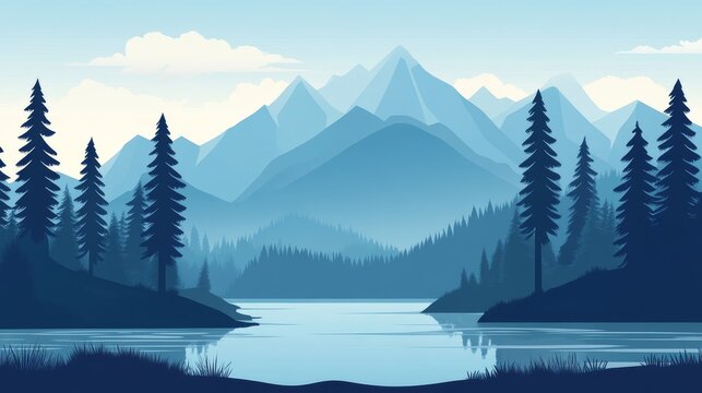 117.Concept = vector flat natural scenery, forest or mountains
