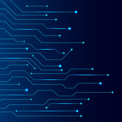 Square Blue Digital Circuit Technology Background, Abstract Cyber Connection Network Data Pattern, Futuristic Electronic Motherboard Graphic for Social Media, Modern High Tech Microchip Connectivity 