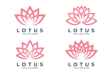 Pink lotus flower logo design collection