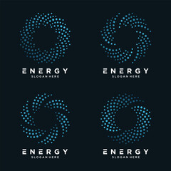Circular energy logo with dots collection