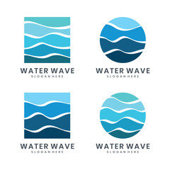 Set of water wave logo design