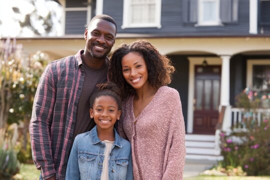 Happy family celebrating buying first house