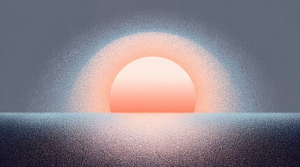 Minimalist Stippled Sunset Over Ocean