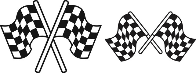 Crossed Racing Flags Vector Icon © meerobeul
