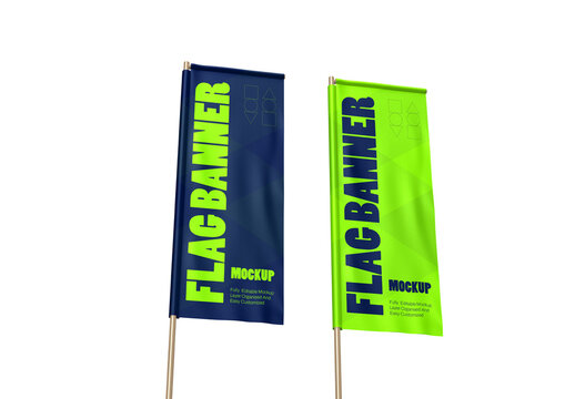 Realistic Rectangular Fabric Feather Flag Mockup for Outdoor Event Advertising