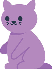 Purple cartoon cat sitting with simple facial features and rounded body shape