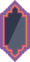 Purple ornamental frame featuring traditional islamic geometric patterns and vibrant color accents