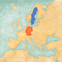 Map of Europe - Germany and Sweden