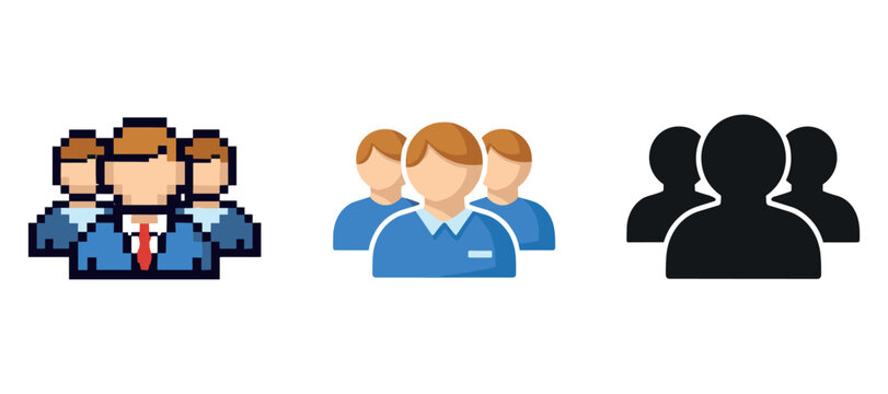 Icon set of professional team concepts with diverse illustrations