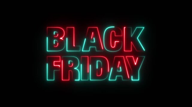 Neon Glowing Colorful black Friday animation. Black Friday text motion. Marketing for sale promotion 4k video footage.