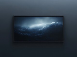 Fototapeta premium Abstract monochromatic artwork evoking serene depth in modern, framed presentation