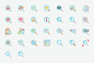 User Interface Magnifiers Color Icon Set