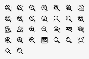 User Interface Magnifiers Line Icon Set