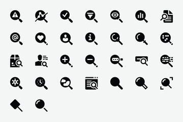 User Interface Magnifiers Solid Icon Set