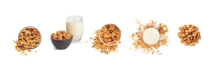 Granola, Muesli Breakfast, Crunchy Cereal Breakfast, Oatmeal Muesli with Seeds and Grains, Healthy Diet