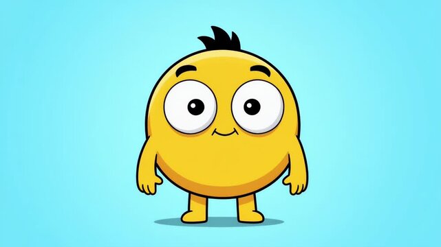 Cheerful cartoon emoji character animation on light blue background loop ideal for social media and animated explainer videos