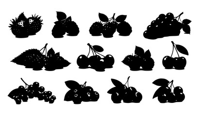 Fresh berry collection realistic vector strawberries blueberries raspberries grapes cherries isolated white background © MD HAJIRUDDIN