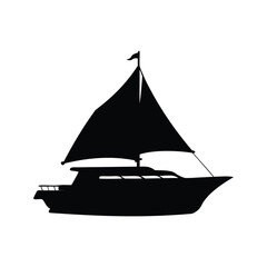 yacht sailing smoothly silhouette vector illustration, Elegant modern sailboat silhouette vector illustration with minimalist design for travel and nautical themes © hamiduls11arts