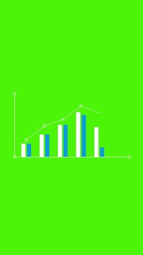 Financial graph analysis, Rising bar graph, Stock market graph on green background. Full HD. 4K