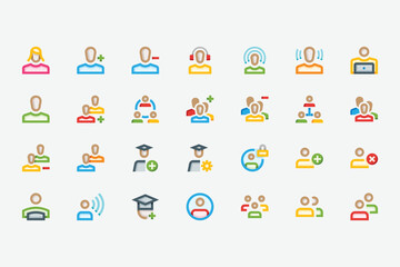 User Interface Users Color Icon Set
