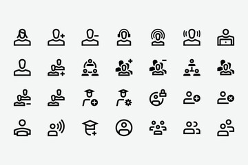 User Interface Users Line Icon Set
