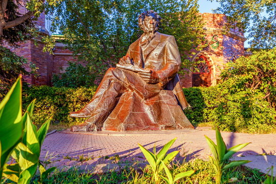 Russia, Orenburg. August 6, 2016. Monument to Alexander Pushkin.