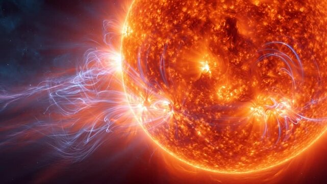 Solar Flare Eruption on the Surface of the Sun.