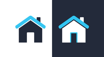 Fototapeta premium Modern house icons flat design vector illustrationBlue icon set - Modern style icon - Vector icon set - Glyph and solid icon set - Icon vector - Flat Design Icon - line icon set