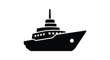 Obraz premium Simple black silhouette of a cruise ship or ocean liner vessel