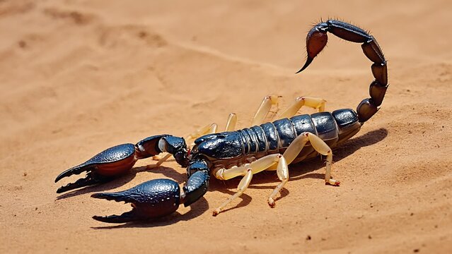 Black scorpion on the sand