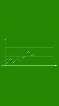 Financial graph analysis, Rising bar graph, Stock market graph on green background. Full HD. 4K