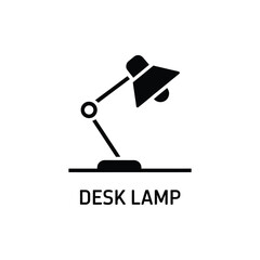 Simple black silhouette illustration of a desk lamp on a white background
