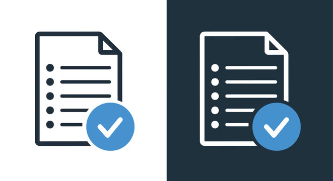 Checklist approval icons flat design vector illustrationBlue icon set - Modern style icon - Vector icon set - Glyph and solid icon set - Icon vector - Flat Design Icon - line icon set