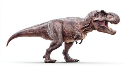 Obraz premium Majestic Tyrannosaurus Rex dinosaur roaring with mouth open, isolated on white background