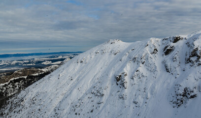 mountain peak, snow-capped winter rocks, snow Kasprowy Wierch, Poland
